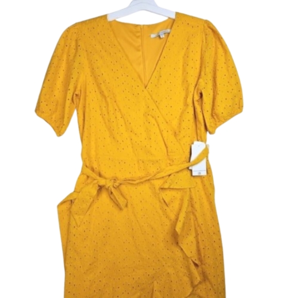 Julia Jordan Plus Size V-neck Woman Ruffle Dress Marigold Size 14 NWT - Picture 1 of 16